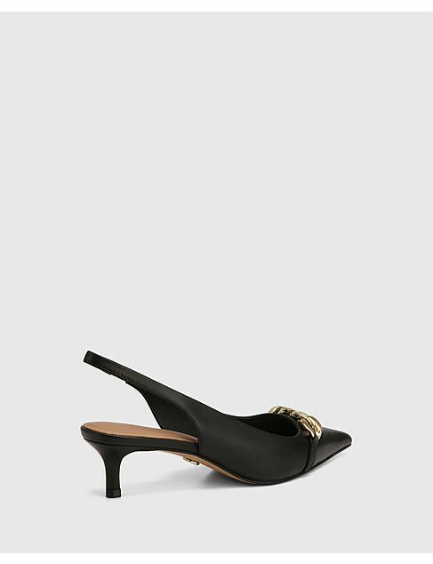 Escarpins noirs à chaîne dorée