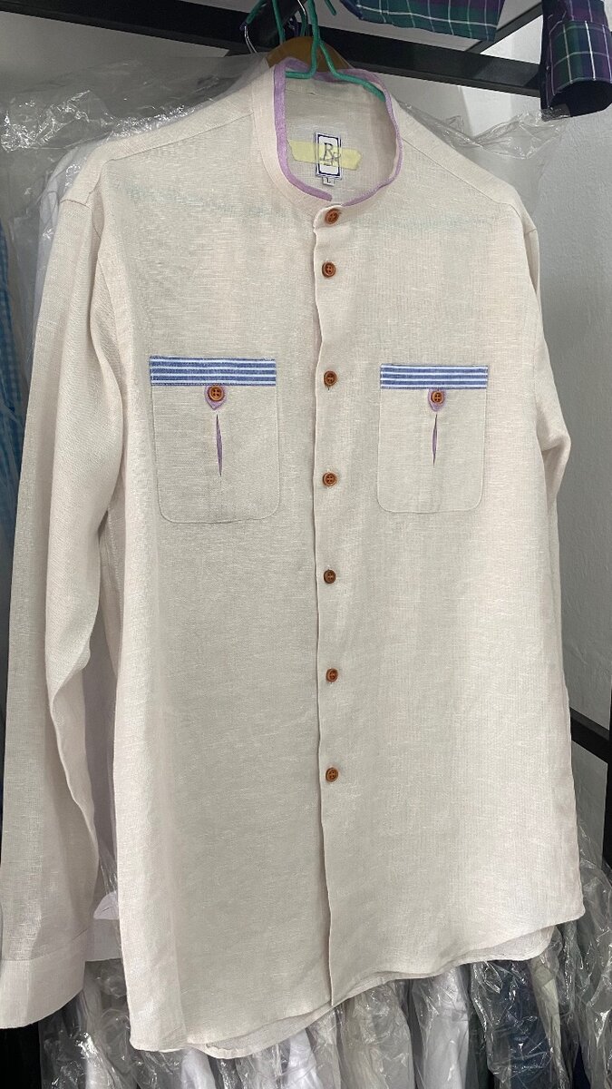 Chemise en lin col mao élégant