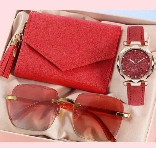Ensemble d'Accessoires Élégant Rouge