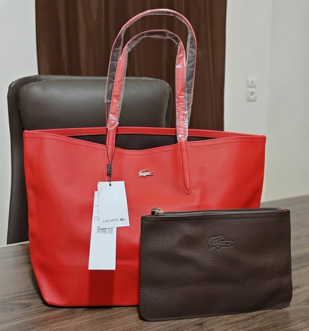 Sac à main rouge Lacoste