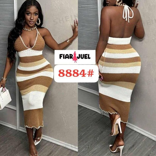 Robe Tricot Halter Élégante Femme