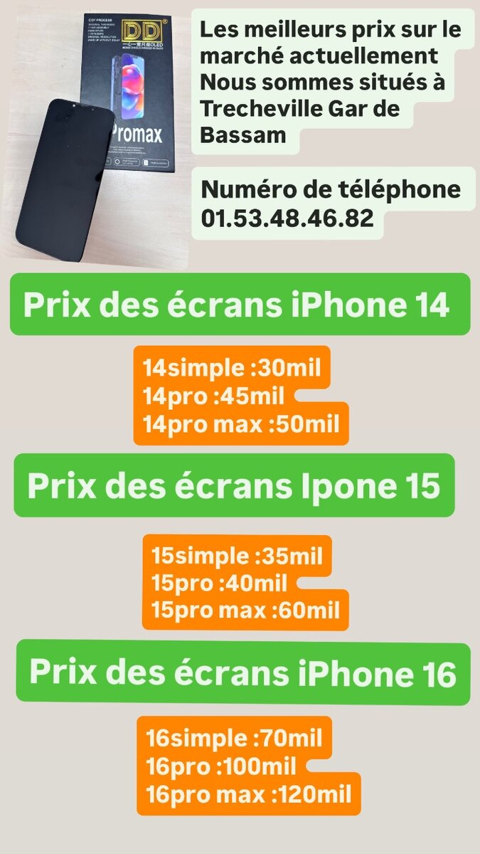 Vente decran iPhone