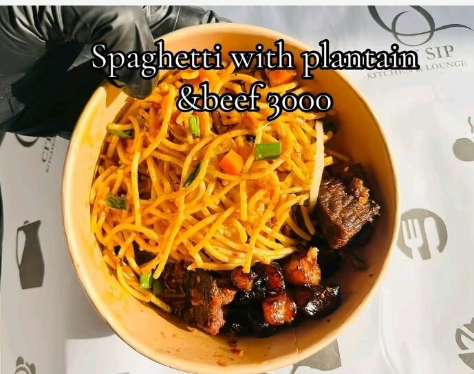 Spaghetti with Plantain & Beef