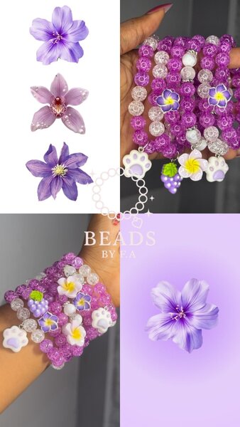 Bracelets Perles Florales Colorées