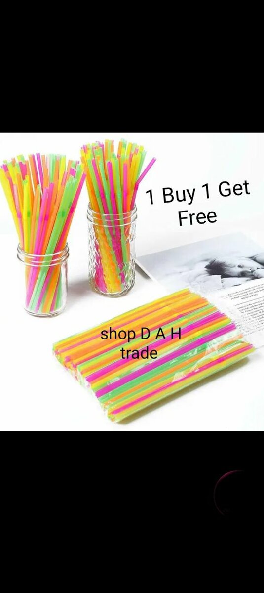 Plastic Straws for Drinks Juice Water 100 PCs in pack