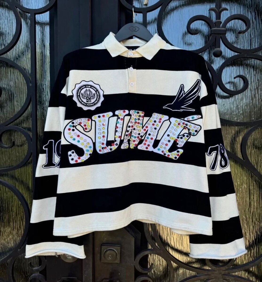 Pull rayé graphique homme