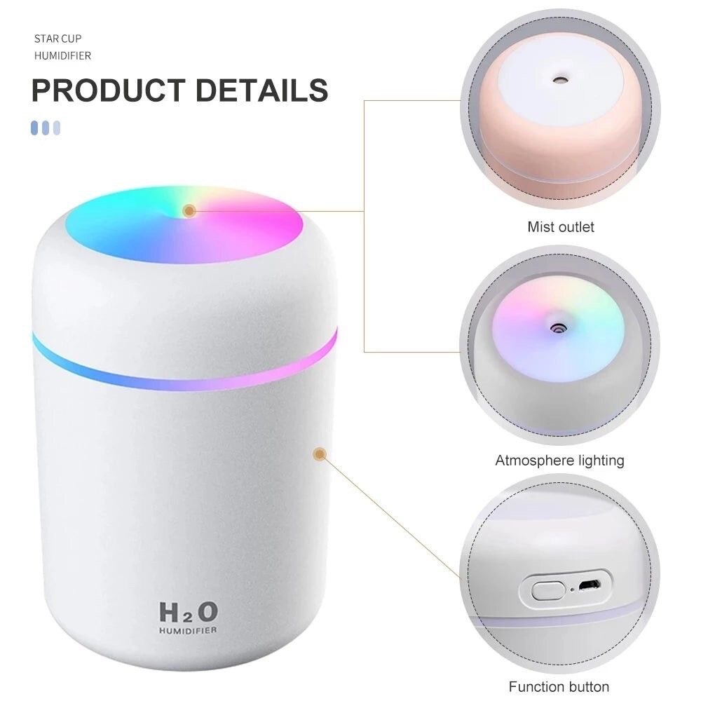 Mini humidifier colorful silent big fog 300ml