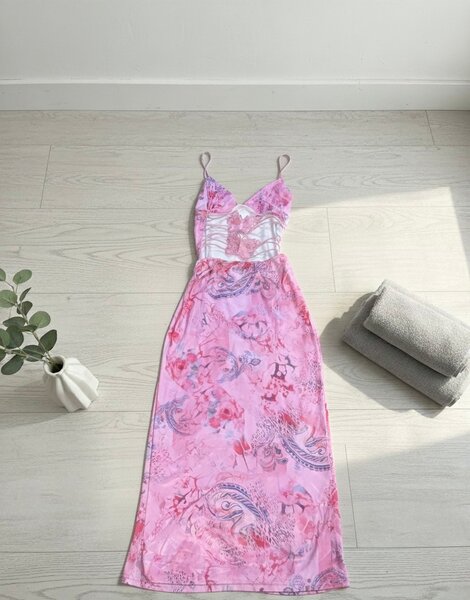 Robe Florale Rose Élégante