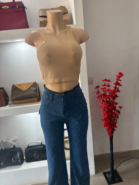 Top en coton beige femme