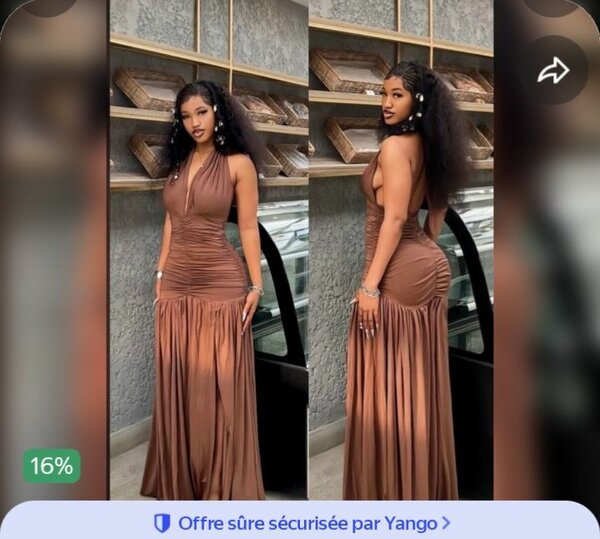 Robe longue élégante marron