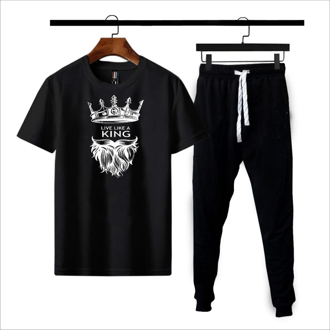 2 pcs men's cotton jersey Printed tracksuit