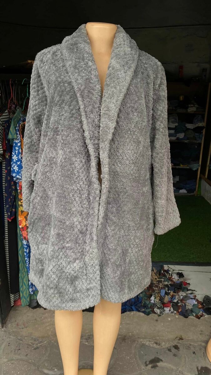 Beautiful and comfortable women's bathrobe dark grey