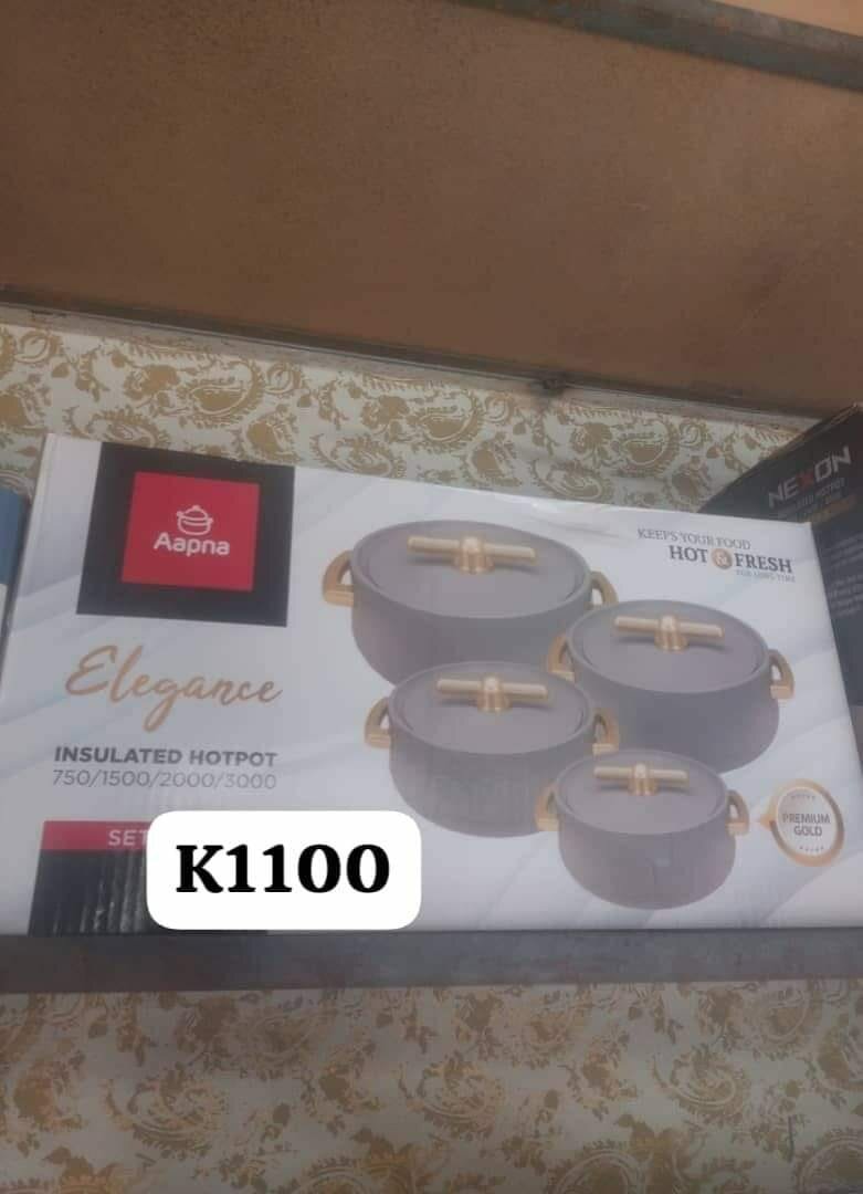 insulated hotpot, 4pcs, black, aapna