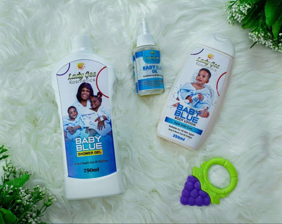 Lady Gee kosmetics Baby blue lotion,shower gel and baby oil