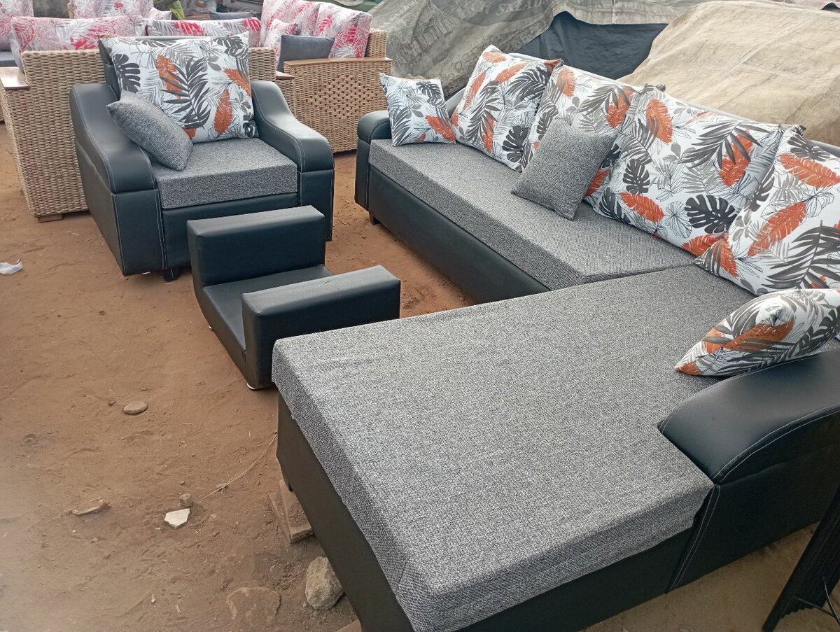 Salon rembourrer semi cuir