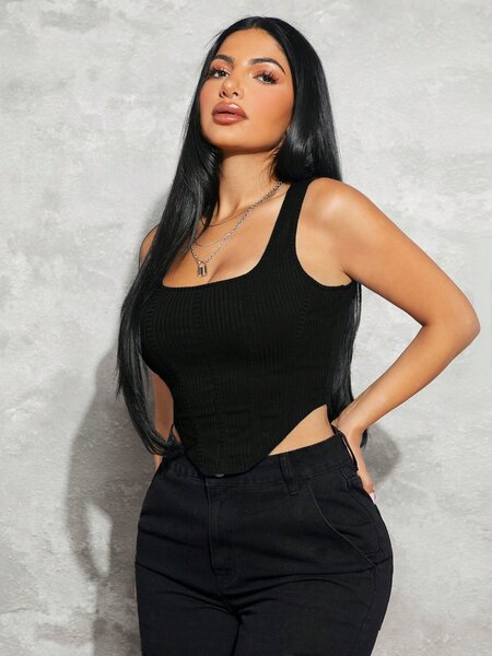 Débardeur côtelé sans manches