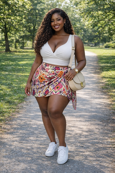 Jupe à imprimé ethnique coloré