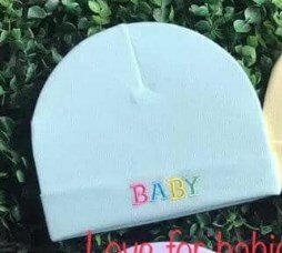 Hat with the inscription Baby light blue