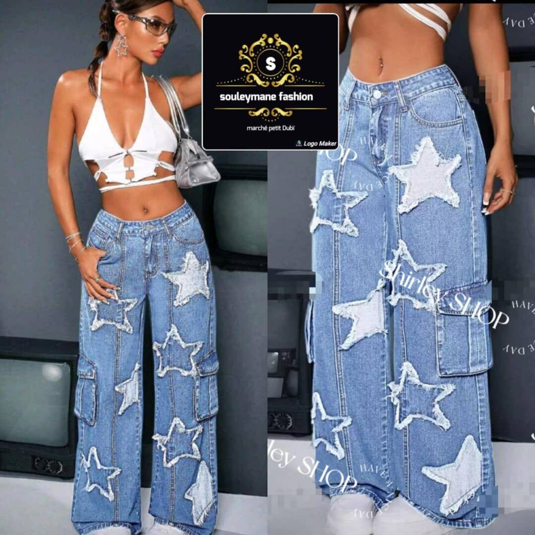 Jean Femme Taille Haute Étoiles