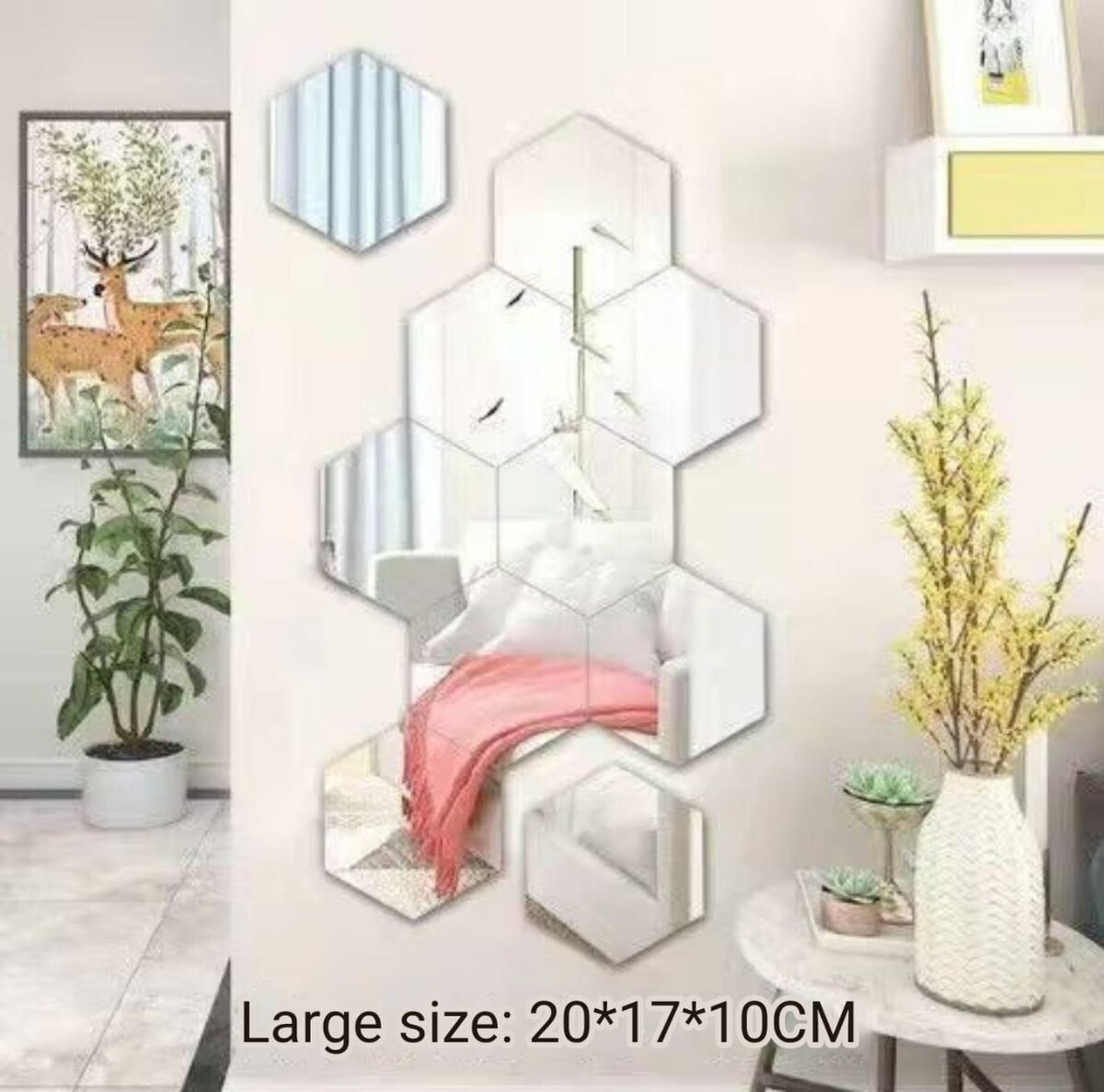 12pcs set Hexagon mirror