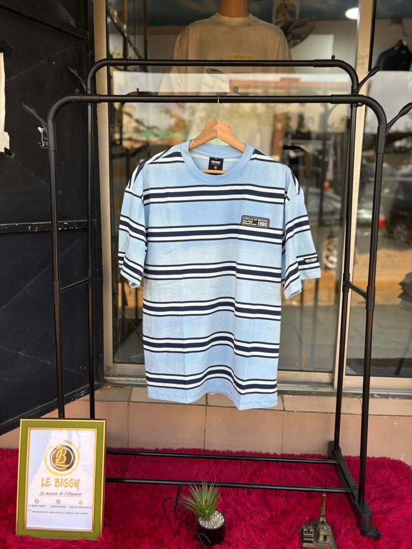 T-shirt rayé bleu homme