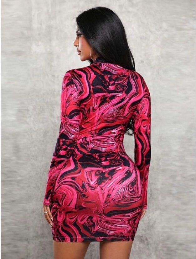 Robe moulante imprimée marbré