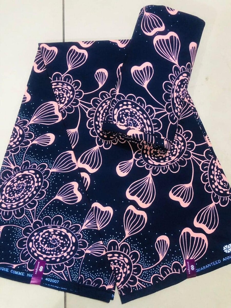 Cotton fabric with 6 yards print black and pink