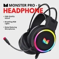 Gaming Monster Headset with Microphone – Professional Stereo Noise Cancelling Wired Earphones with LED Lights for PlayStation 4,5 New Xbox One, PC, Laptop, and Mobile, High-Quality Surround Sound, Comfortable Over-Ear Design, Perfect for Gaming.
