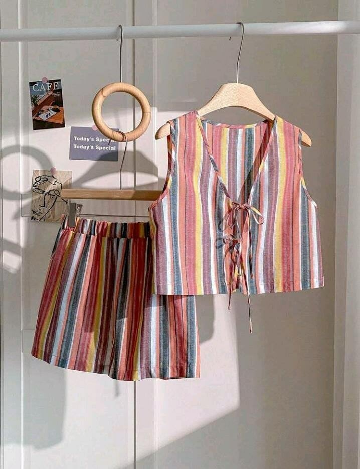 Set rayé d'été décontracté