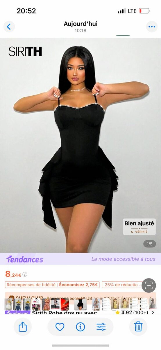 Robe noire élégante ajustée