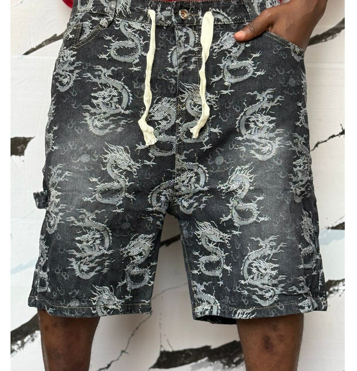 Shorts en denim imprimés homme