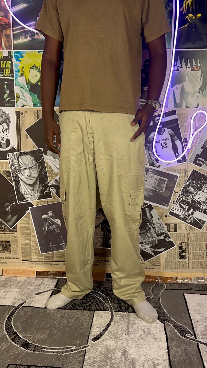 Pantalon cargo beige homme