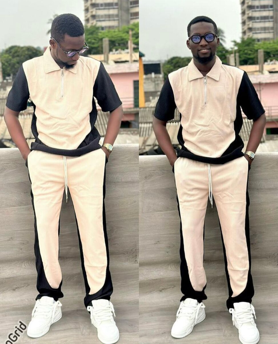 Ensemble décontracté homme noir et beige