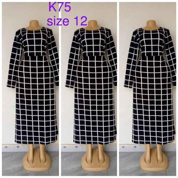 Dress black with white check, size 12