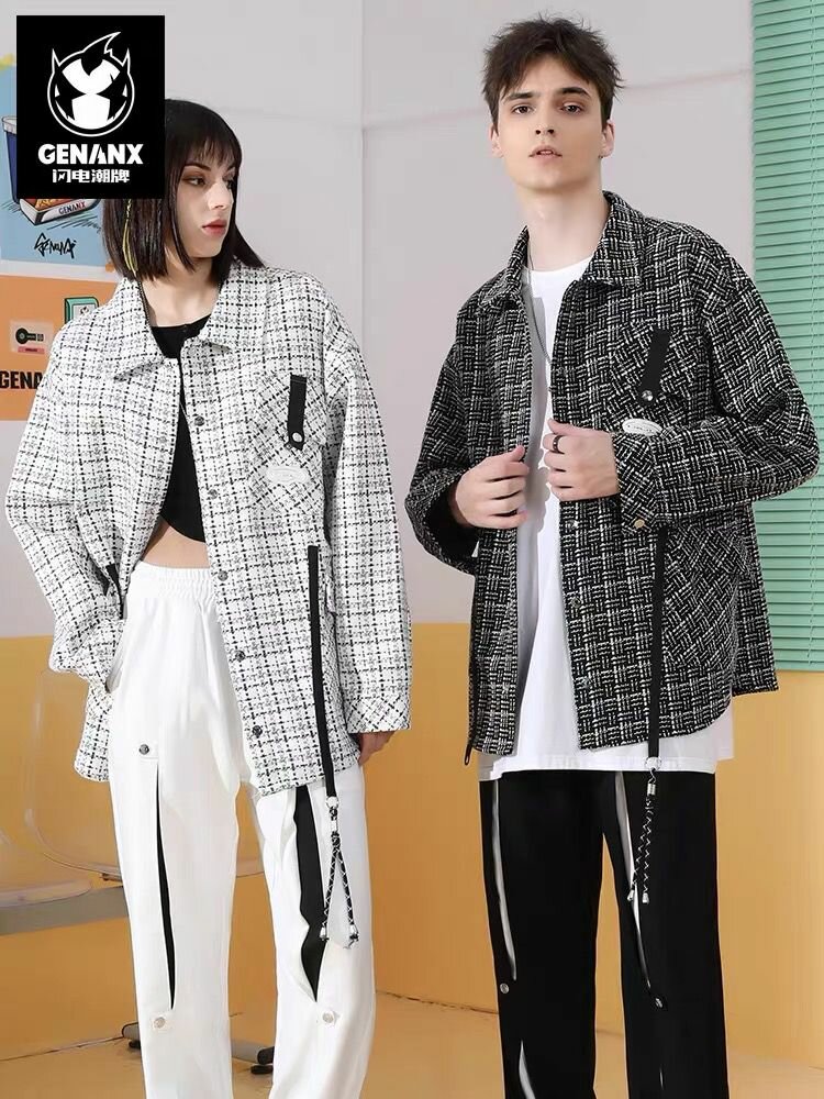 Veste unisexe à carreaux chic