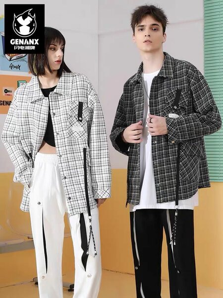 Veste unisexe à carreaux chic