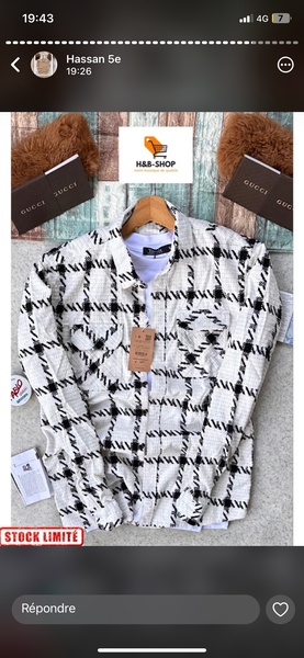 Veste en jean à carreaux