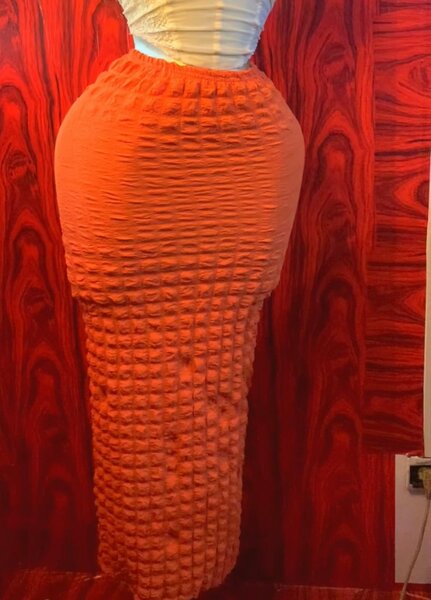 Jupe longue texturée orange