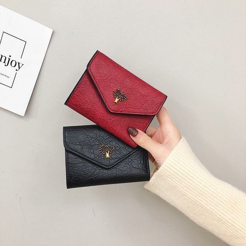 Women's Leaf Accent Mini Wallet  Stylish Small Coin Purse w