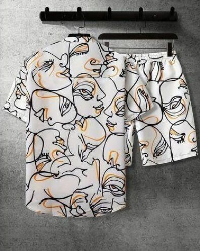 Ensemble chemise et short art abstrait