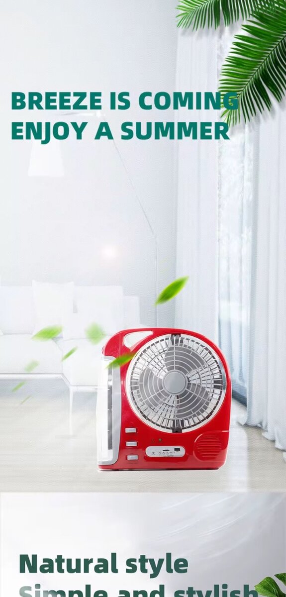 Rechargeable fan with speakers