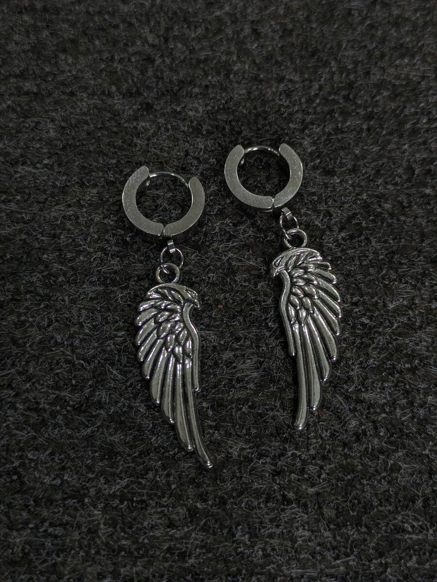Boucles d'oreilles ailes argentées