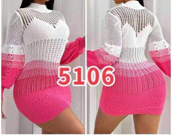 Robe en maille dégradé rose