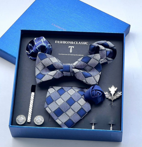 A set of accessories with a bow tie