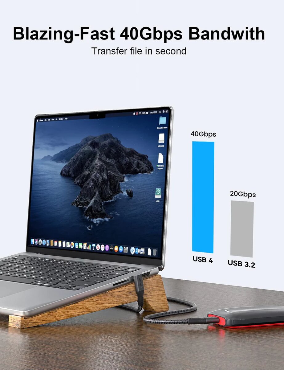 Câble  USB4 avec Thunderbolt 4 240 W, câble de données