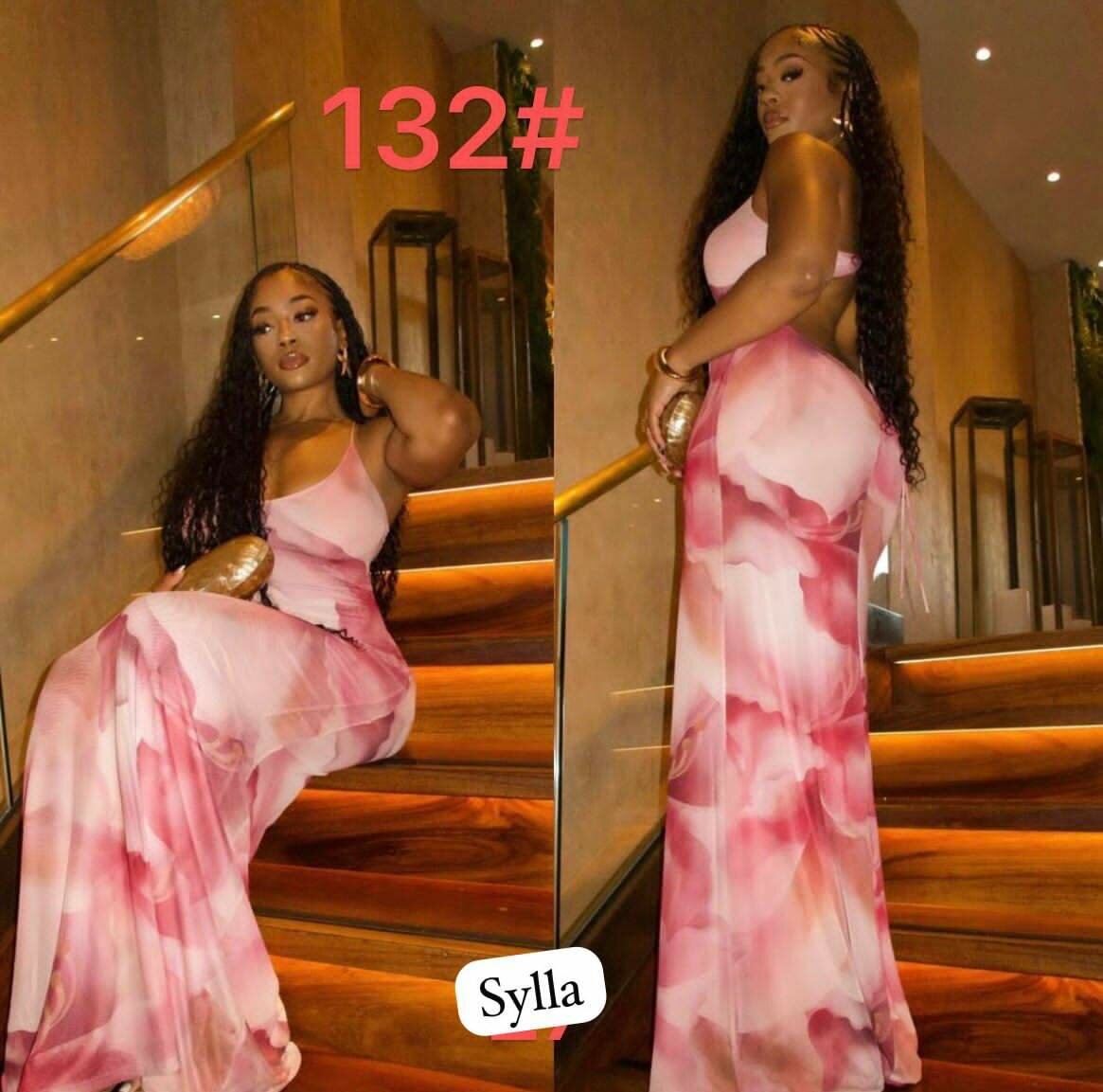 Robe longue élégante rose