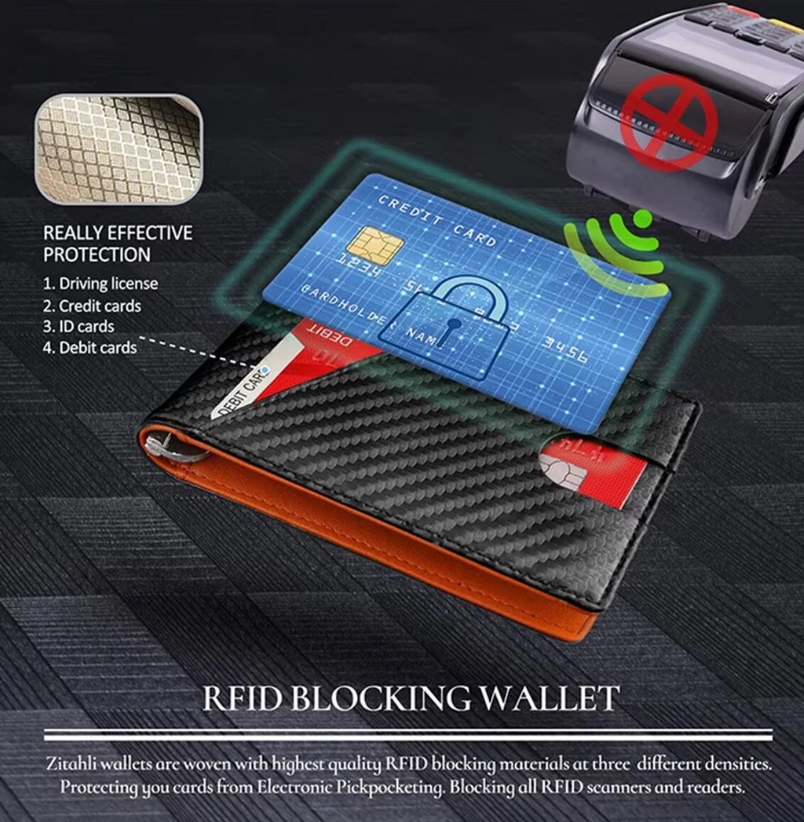 Portefeuille RFID Slim Orange
