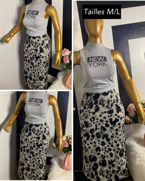 Jupe mi-longue fleurie M/L