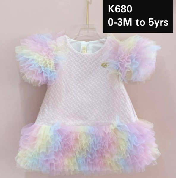 pink dress with rainbow lace