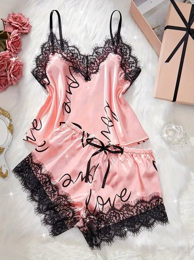 Ensemble Pyjama Satin Dentelle